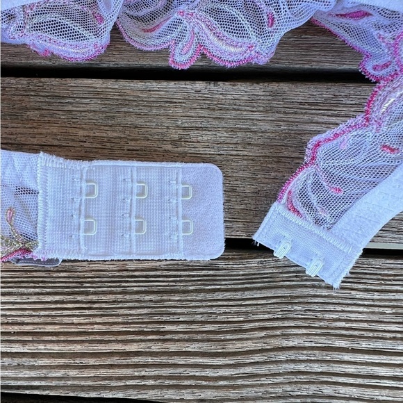 Lise Charmel Ete Frivole Wireless Bra Azalea Floral Embroidered Lace Large GUC - Picture 12 of 13